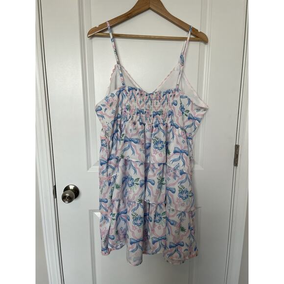 NWT Simply Southern Ribbon Tiered Mini Dress Size XXL Blue Pink White Ruffles - Picture 4 of 13